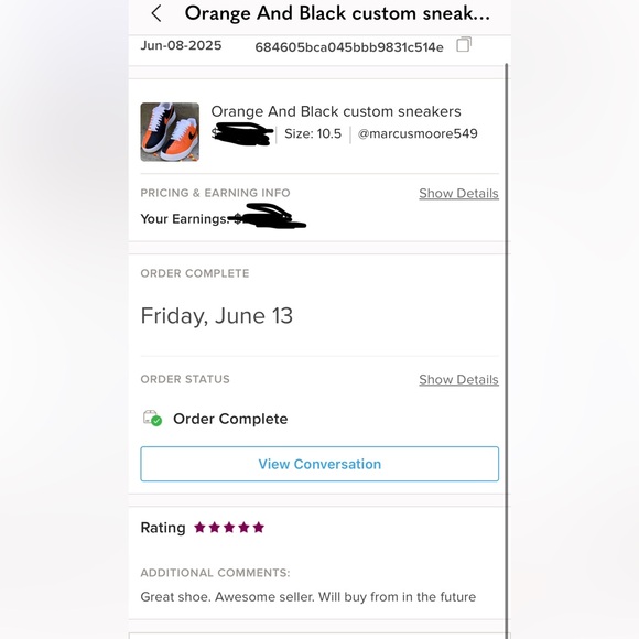 Orange And Black custom sneakers - Picture 3 of 4